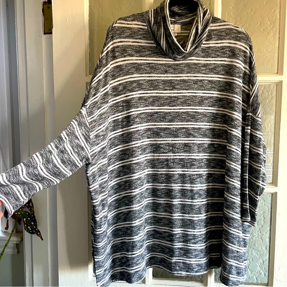 Anthropologie Striped Cowl Neck Top